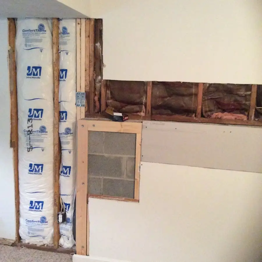 Wall insulation replacement during Basement Flood Cleanup in Long Grove
